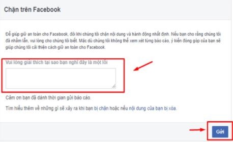 Gửi đơn khiếu nại lỗi đăng bài lên facebook